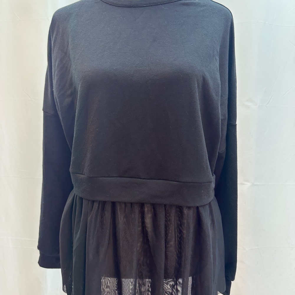 Boohoo Black Long Sleeve Top with Sheer Detail 10